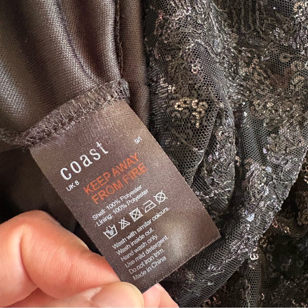 NEW Coast US 4 UK 6 Long Sleeve Sequin Maxi Dress Womens Cocktail Party Evening - Picture 10 of 11